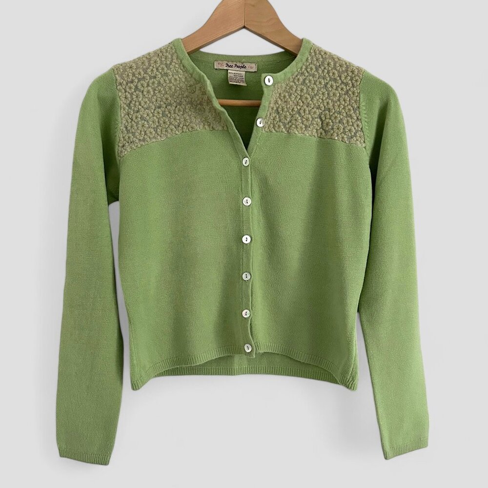 Vintage Free People Cardigan, Lime Green